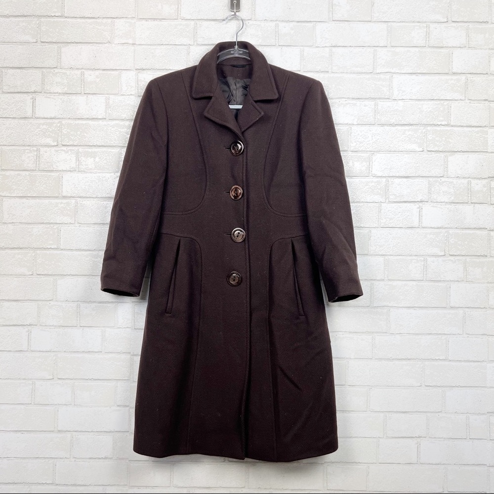 Cinzia Rocca Due Cashmere Blend Brown Button Coat